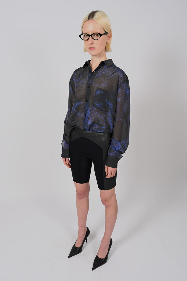 LS Sheer Black Sea Button up Shirt  Unisex