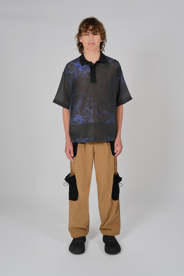 Sheer Black Sea Polo Tee